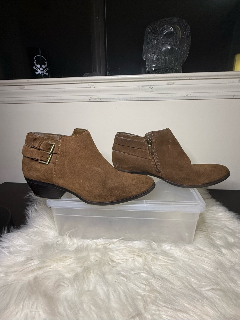 Sam Edelman Suede Ankle Booties with Side Buckle - Brown